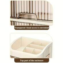 3/5-Layer Fashionable Dust-Proof Cosmetics Storage Rack - Lightweight Plastic Storage Rack, Suitable For Skin Care Products, Facial Mask And Lipstick | Perfect Choice For Bathroom Countertops, Halloween,Halloween,Fall Home Decor,Fall Decor,Christmas,Christmas Decorations For Home - Apricot 4-layer - View 4