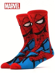 Marvel 两双舒适男士超级英雄袜子 - 柔软透气，中筒长度，弹性好，吸湿排汗，时尚 - 适合作为礼物、参加派对、休闲穿着 - 以及袜子 - 彩色 - 查看 8