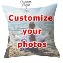 1 pièce Housse de coussin décorative personnalisée avec photo de paysage ou portrait, housse de coussin commémorative personnalisée pour couples et animaux de compagnie, sans insert de coussin - Multicolore - Voir 14