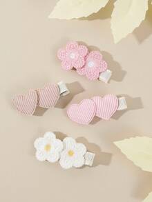 5/7 Peças Conjunto de Presilhas de Cabelo de Menina Princesa com Flores Florais Rosas Fofas da Primavera, Conjunto de Acessórios de Cabelo Doce de Cobertura Total - Cor misturada - Visão 3