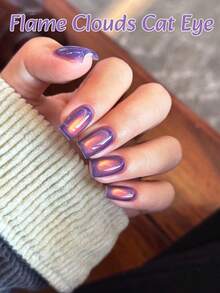 MISS SHAKA 10ml Esmalte de uñas de gel con efecto de ojo de gato, cristal de vidrio de alta densidad, color púrpura dorado, para el otoño y el invierno, para salón de uñas o uso en casa, súper brillante y blanqueador, suministros populares de arte de uñas