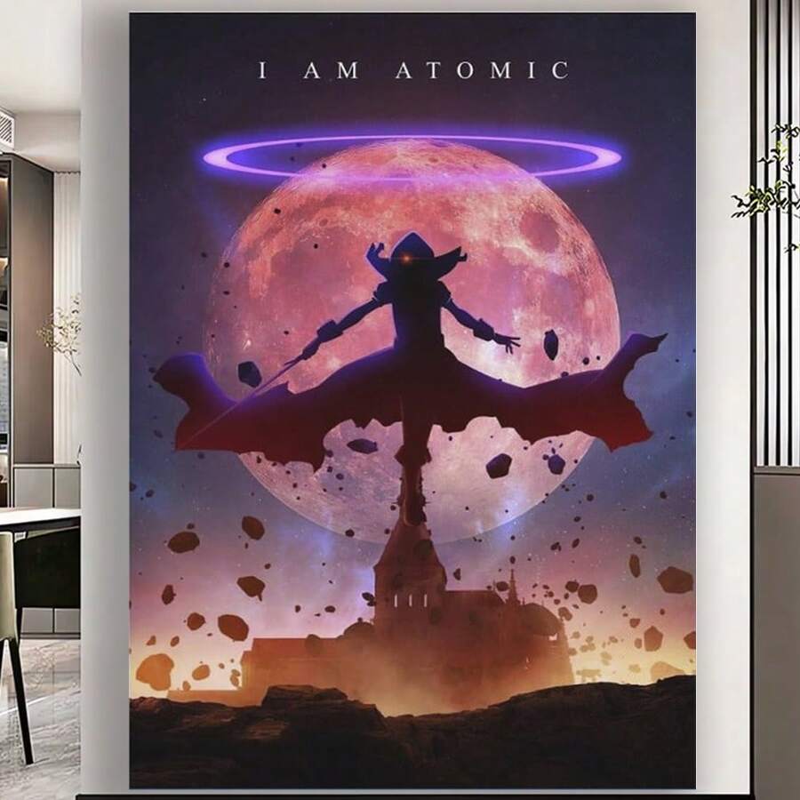 Framed  I Am Atomic Poster The Eminence In Shadow Canvas Painting Picture For Home Wall Decor - 框架 - 查看 1
