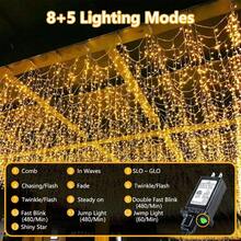 240 LED 88 pies Luces de cadena conectables para interiores y exteriores, luces blancas cálidas con efecto de parpadeo, con temporizador, para dormitorio, aula, boda, árbol, patio y decoración - Blanco cálido + 300 LED - Ver 2