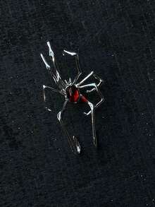 1pc Gothic Punk Style Spider Ear Stud, Red/Green Crystal Exaggerated Spider Earrings, Party Jewelry