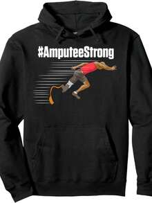 Sudadera con capucha de recuperación divertida "Corre fuerte" para amputados - Negro - Ver 1
