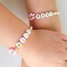 Cute Pink Mother-Daughter Bracelet Set, "MAMA MINI" Letter Design, Matching Parent-Child Gift Jewelry - Pink - View 4