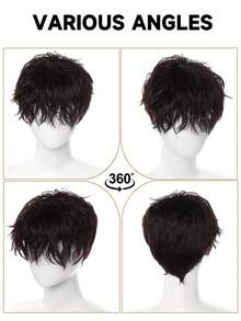 男士全头假发，羊毛卷发，自然，帅气，隐形，透气，短款全头假发