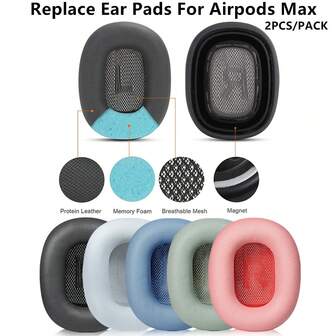 2pcs/Pack Replacement Ear Cushions + Headband Protector Set For AirpodsMax, Leather Foam Earmuffs, Foam Cover, Soft Leather Foam Earpads, Soft Skin-Friendly Earmuffs, Replacement Foam Earmuffs, Soft Protein Leather Material, More Breathable, More Comfortable To Wear, Soft Leather Foam Earmuffs + Headband Protector Set, Silicone Headband Protective Shell, Silicone Headband Protective Cover, Easy To Install, Easy To Clean, Multiple Color Options, Great Gift, Christmas Gift, New Year Gift