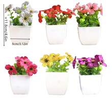 6件套迷你仿真盆栽植物套装 - 塑料假盆景，适合家居、办公室、户外装饰，是父亲节、母亲节、毕业典礼、康复礼物及各种场合的理想之选。