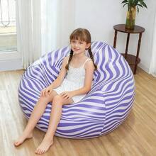 1 pieza Sofá inflable a rayas azules, silla de camping portátil para niños, sofá perezoso ligero y fácil de almacenar para uso en interiores y exteriores - Azul oscuro - Ver 6