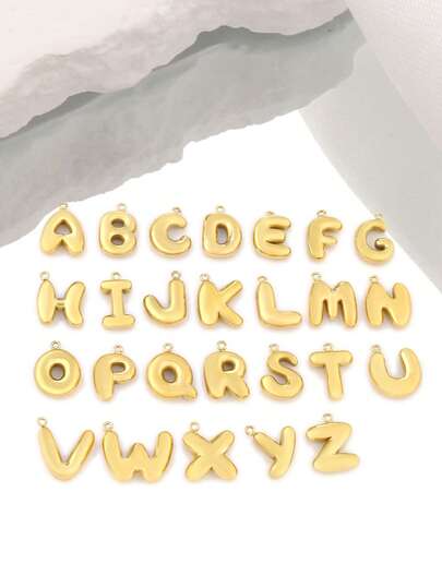 3pcs/Set Stainless Steel A-Z Letter Pendant, 26 Alphabet Charms, Suitable For DIY Jewelry Making Materials And Accessories