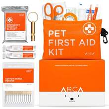 Dog First Aid Kit - Pet Emergency Kit - Water Resistant High Visibility Reflective First Aid Pouch Dog Camping Essentials For Hiking Backpacking Sports Hunting - Red and White - View 2