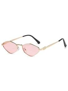 Gafas de moda para mujer, gafas con montura dorada retro elegante, gafas de moda con montura poligonal, adecuadas para fotografía callejera, viajes diarios, gafas decorativas, forma geométrica - Marrón - Ver 16