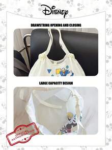 Disney Túi tote gấp gọn họa tiết chuột  chính hãng, túi đeo vai dây rút dung tích lớn, túi xách nhẹ, hàng chính hãng, phù hợp cho nữ/bé gái, sử dụng hàng ngày/mua sắm/dã ngoại. - Màu be - Xem 11