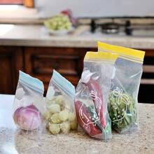 三明治袋、冷冻加仑袋，15/20/30个装，小/中/大号拉链密封塑料食品保鲜袋，加厚可重复使用密封袋，厨房收纳好帮手 - 白色 - 查看 7
