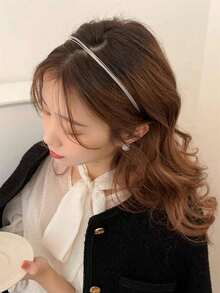 3件套女士金属金色波浪发箍，简约实用刘海发圈，极简优雅发饰，发箍，发绳，头饰发带 - 金色 - 查看 7