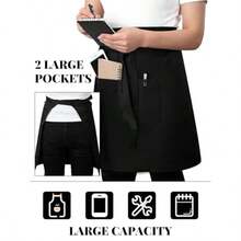 8 Pack Half Bistro Aprons Black Unisex Half Server Apron With 2 Pockets Extra Long Waist Front Ties Waterproof Accessories For Men Women Server Waiter Waitress Chef In Professional Kitchen And Restaurant Settings Ideal For Food Service Staff Seeking Durable Stylish And Functional Aprons With Enhanced Storage And Comfort - 如圖 - 查看 3