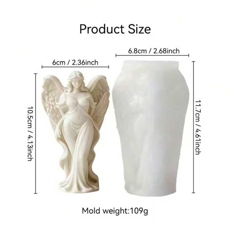 1pc Cute Angel Wings Silicone Mold – For DIY Candle/Plaster/Resin/Soap Crafts, Creative Gift For Valentine's Day/Mother's Day/Birthday/Spring, Suitable For Home Decor & Wax Making Supplies - White - View 10