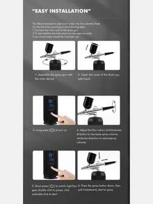 1pc Rechargeable 1000mAh Mini Air Compressor Kit Air Brush Spray Gun For Face Beauty Nano Fog Mist Sprayer Professional Airbrush Kit, Dual-Action Spray Gun For Makeup, Nail Art, Model Painting & Cake Decorating