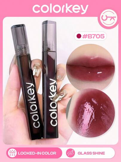 COLORKEY 镜面光泽唇釉，闪亮保湿唇彩，不粘腻，持久滋养唇部彩妆。液体唇膏，超级保湿唇彩，呵护双唇，打造精致唇妆，唇膏唇部彩妆，丰唇产品，唇部组合，品牌美妆，面部彩绘化妆品，适合女性和女孩，春夏完美之选，Y2K 时尚潮流，适合 90 年代妆容，生日母亲节礼物，派对必备，最佳颜色