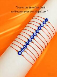 Bộ 2/6/12 chiếc Vòng tay mắt quỷ, Vòng tay thủ công hạt mắt tráng men dây đỏ, Trang sức thời trang Vòng tay cặp đôi, Thích hợp đeo hàng ngày hoặc làm quà tặng - Đỏ - Xem 9