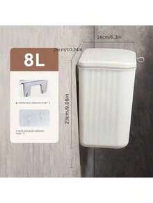 1pc Plastic Wall-Mounted Trash Can, Space-Saving Square Design, 2-In-1 Bathroom Garbage Can With Lid And Toilet Paper Storage, No Electricity Required, Easy Installation - Multicolor - View 5