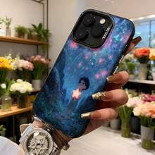 Funda para telefono con diseño de galaxia azul y rosa con personaje anime sosteniendo estrella brillante CASETTO para iPhone uso diario y estilo fashion Aplicable a los teléfonos de la serie Apple y Galaxy - Negro - Ver 6