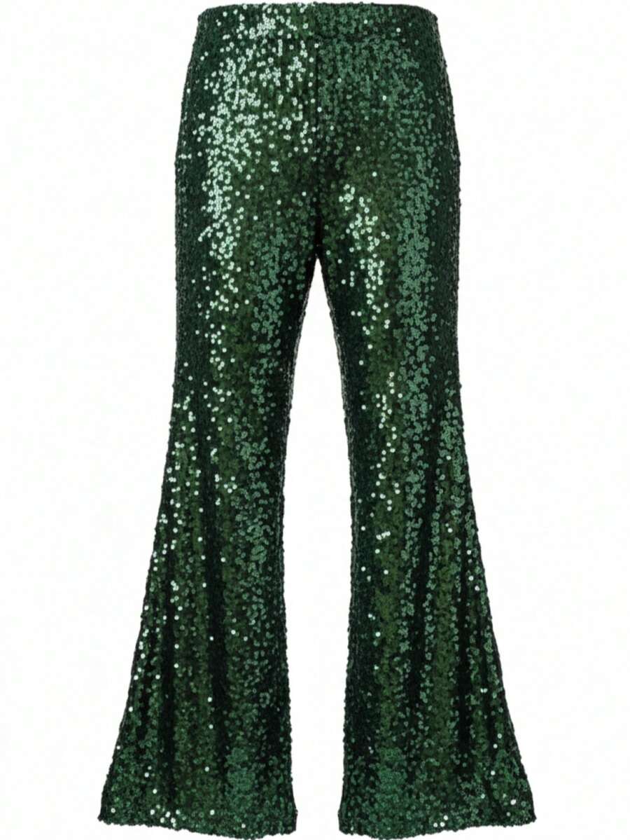 Pantalón de lentejuelas, corte acampanado. Sexy pantalon para fiestas o todo tipo de reuniones. - Verde - Ver 1