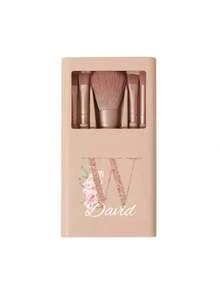 5 pièces/set Ensemble de pinceaux de maquillage portable personnalisable avec miroir, lettres de A à Z, imprimé avec un motif floral simple, ensemble de pinceaux de maquillage en boîte, pinceau de maquillage multifonction avec boîte à miroir, mini stylo de maquillage multifonction, pinceau de fond de teint - multicolore - Voir 33
