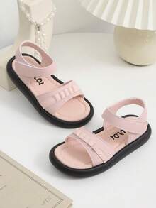 Giày sandal Mary Jane dễ thương và đơn giản cho bé gái, mũi giày màu hồng có khóa dán thời trang, giày công chúa đế mềm nhẹ, phù hợp với mọi mùa - Hồng - Xem 7
