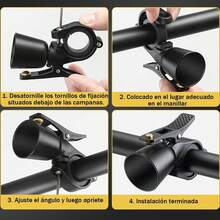 Timbres de Bicicleta,Campana de Bicicleta de Montaña,Campanas de Bicicleta con Sonido Fuerte,Campanas de Cuernos,Ajuste para Manillares de 0.87-1.25in/22.2-31.8mm - Amarillo - Ver 3
