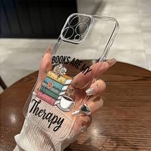 Transparent Book Lover Literature Design Pattern Printed Soft Phone, 360 Degree Full, Suitable 17 16 11 12 13 14 15 Pro XR X/ XS 8 Plus SE Smartphones, Gifts, Book Lover Accessories, Book Lover's, Fashionable Phone, Lightweight, High-Quality Printing, Book Enthusiast Phone Cases, Gifts, Stuff, Decoration - Trộn màu - Xem 4