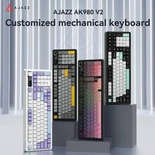 AJAZZ AK980 V2 三模式热插拔无线机械键盘,1.14 英寸彩色屏幕 + 音量旋钮,98 键布局,带底光的密封结构,RGB 可自定义机械键盘 - 包含拔键器和可拆卸线缆 - 官方配置 - AJAZZ 官方正品 - 查看 2