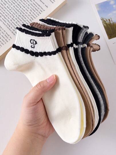 5 paires de chaussettes pour femmes, simples et confortables, couleurs aléatoires