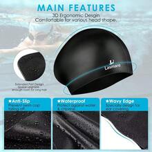 TYUI Large Long Hair Swim Cap With Extra Room For Women Men Silicone