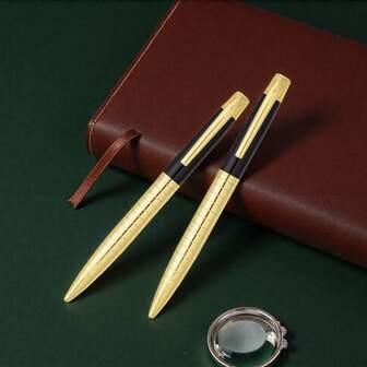 En exklusiv guldgraverad metallkulspetspenna/Avancerad pennuppsättning för chefskontor/Smidig skrivning - Vridbar kulspetspenna/För kalendrar, kontor och skolor/Signaturpennor för män och kvinnor