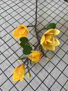 1束65厘米人造水仙木兰花，适用于花瓶、家居客厅、婚礼餐桌装饰、中心摆件，浪漫主题，仿真植物，秋季装饰，房间、书桌、花园装饰，房间装饰用品 - 彩色 - 查看 10