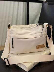 1 Túi đeo chéo chống nước - 1 chiếc Túi đeo chéo bằng nylon thông thường dành cho cả nam và nữ, Dây đeo có thể điều chỉnh, Khóa kéo chống nước, Một túi đeo vai có nhiều ngăn, Màu trơn, Lớp lót bằng polyester, Thích hợp để mua sắm, ví, túi xách, Phụ nữ trẻ, Sinh viên đại học, Cặp đôi mới cưới, Nhân viên văn phòng. Lý tưởng cho văn phòng, trường đại học, Công việc, Kinh doanh, Đi làm, Hoạt động ngoài trời, Du lịch và Đi bộ đường dài. - trắng - Xem 9