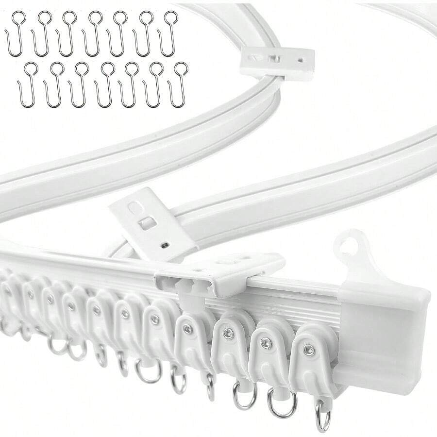 UrbanRed Flexible Bendable Ceiling Curtain Track 16.4FT 5m Mount For Curtain Rail Room Divider Curtains Rod RV Ceiling Track For Curtains White - White - View 1