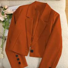 Elegant Women Blazer Slim Fit Single Breasted Long Sleeve Business Casual Jacket For Office - 桔紅 - 查看 6