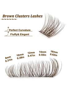 Rikuaild 120pcs D-Curl Brown Cluster False Eyelashes, Dense Yet Lightweight, Soft And Fluffy, Creates Natural Or Dramatic Makeup Look, Essential Beauty Tool - D - View 4