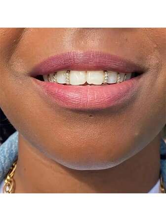 1pc 4-Tooth Gold Grillz, Funny Hip Hop Teeth Grill For Halloween Party, Unisex