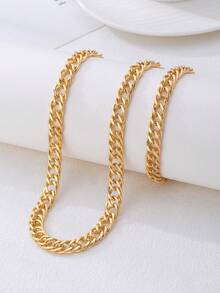 Necklace+Bracelet - Men's Simple Hip Hop Daily Plain Chain Necklace Bracelet Jewelry Set (No Gift Box) - Set - View 8