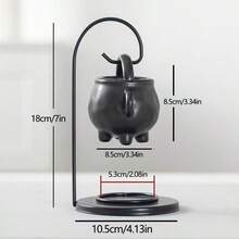 Juego de portavelas de cerámica para aromaterapia, decoración de mesa de cocina y comedor para el hogar - Negro - Ver 2