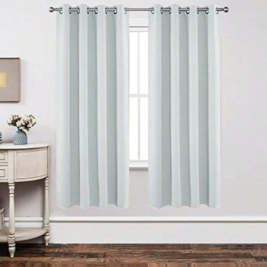 Joydeco - Juego de 2 Cortinas Opacas de 95 Pulgadas de Largo, Cortinas largas con Aislamiento térmico y Cortinas, 2 Cortinas de Color Burg, oscurecimiento de la habitación con Ojales para Sala de(Blanco grisáceo 132.1An x 182.9Al cm (1 Paneles)) - Multicolor - Ver 1
