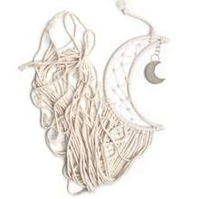 1 PC Dream Catcher Wall Hanging Star Moon Boho Macrame Decor With Tassels, Handmade Bohemian Bedroom Living Room Home Art, Gift For Christmas Birthday Present - Beige - View 9