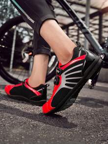 AoPlus Unisex Athletic Cycling Shoes,Mesh Knit Design,Royal Red With White Pattern,Geometric Rubber Sole - Red - View 5