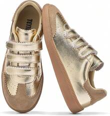 Sneakers For Women Lightweight Tennis Shoes Fashion Vegan Leather Hook & Loop Sneakers Non-Slip Walking ShoesChristmas - 金色 - 查看 8