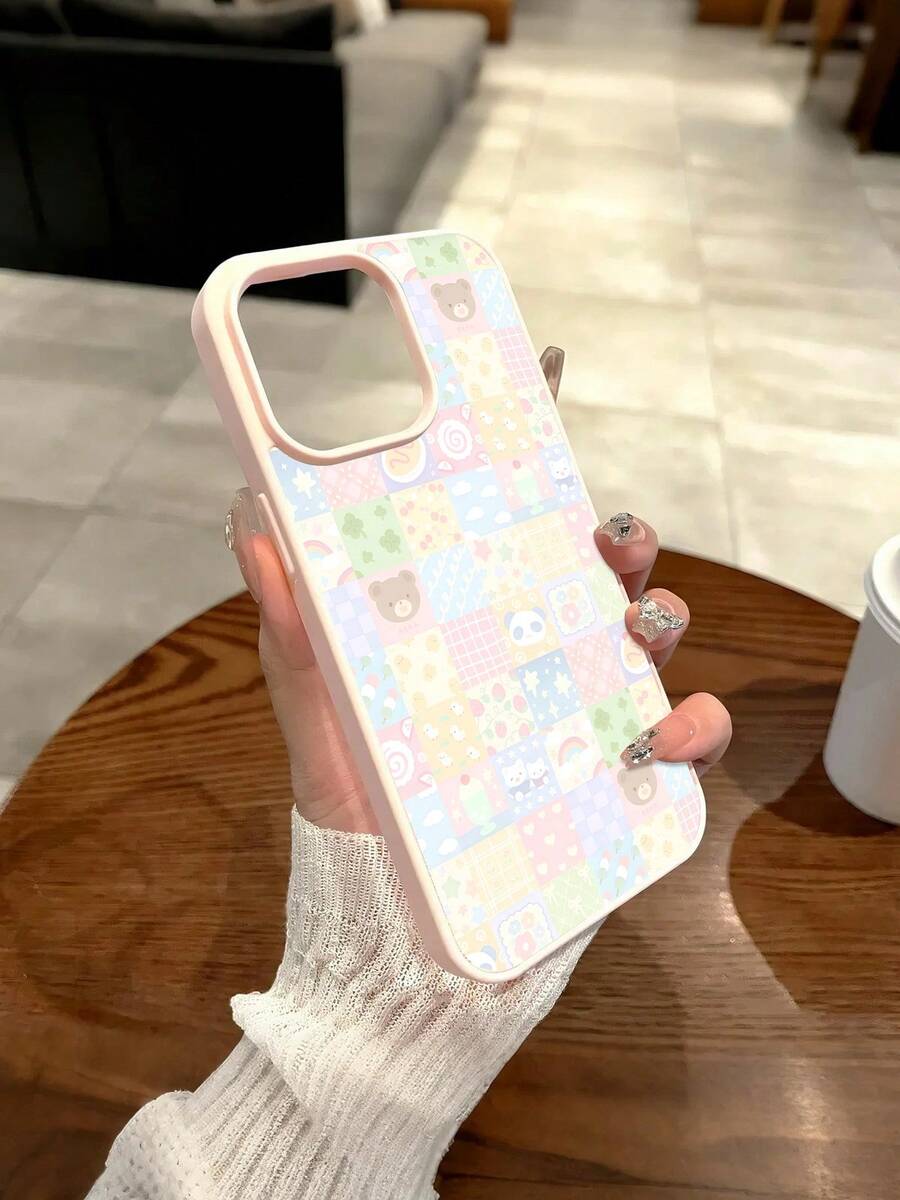 Cute Plaid Pattern Pattern Magnetic Clear Phone Case For IPhone 17 16 15 14 13 12 11 Air Pro Max Plus,For Samsung Galaxy S25 S24 S23 S22 FE Ultra, Acrylic+TPU Cover Creative Shockproof Fundas Para Cover De Y2K Matching, Men Android Cases Women Girls, Black Blue White Pink - 粉色 - 查看 1