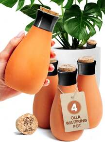 4 Pcs Ollas Terracotta Watering Pots Large - 14 Oz Self Watering Planter Insert Olla Watering System For 1-Week Easy To Refill - Clay Plant Watering Globes For Outdoor & Indoor Plants [4, ] - 4pcs black - 查看 1